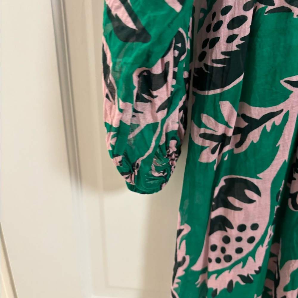 Boden Green and Pink Floral caftan cover up - Picture 2 of 6